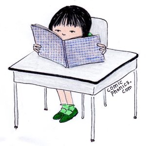 Asian girl reading book